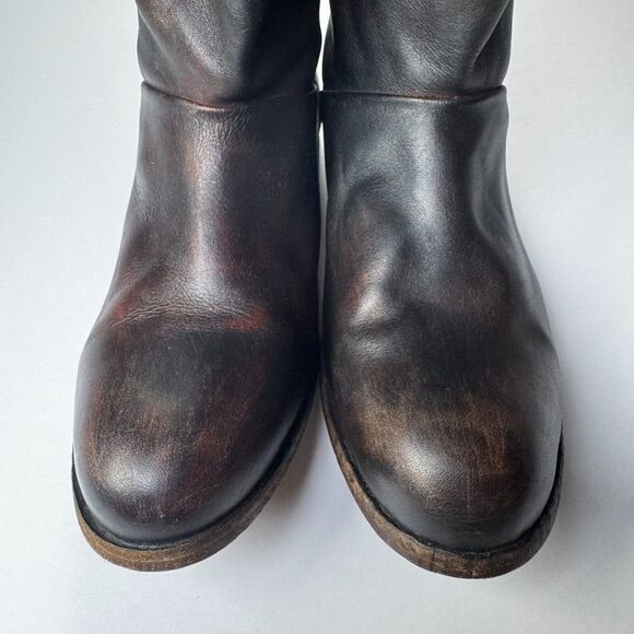 Free People Brown Leather Boots Womens EU 37  Tall Studded Portugal Decorative - Picture 4 of 15